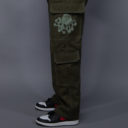 Basic Olive Straight-fit Cargos