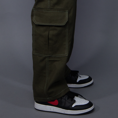 Basic Olive Straight-fit Cargos