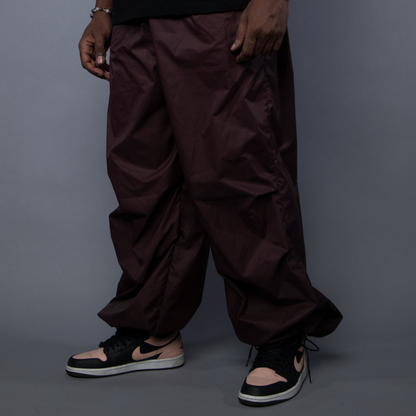 Polyester Baggy Parachute Pants - Chocolate