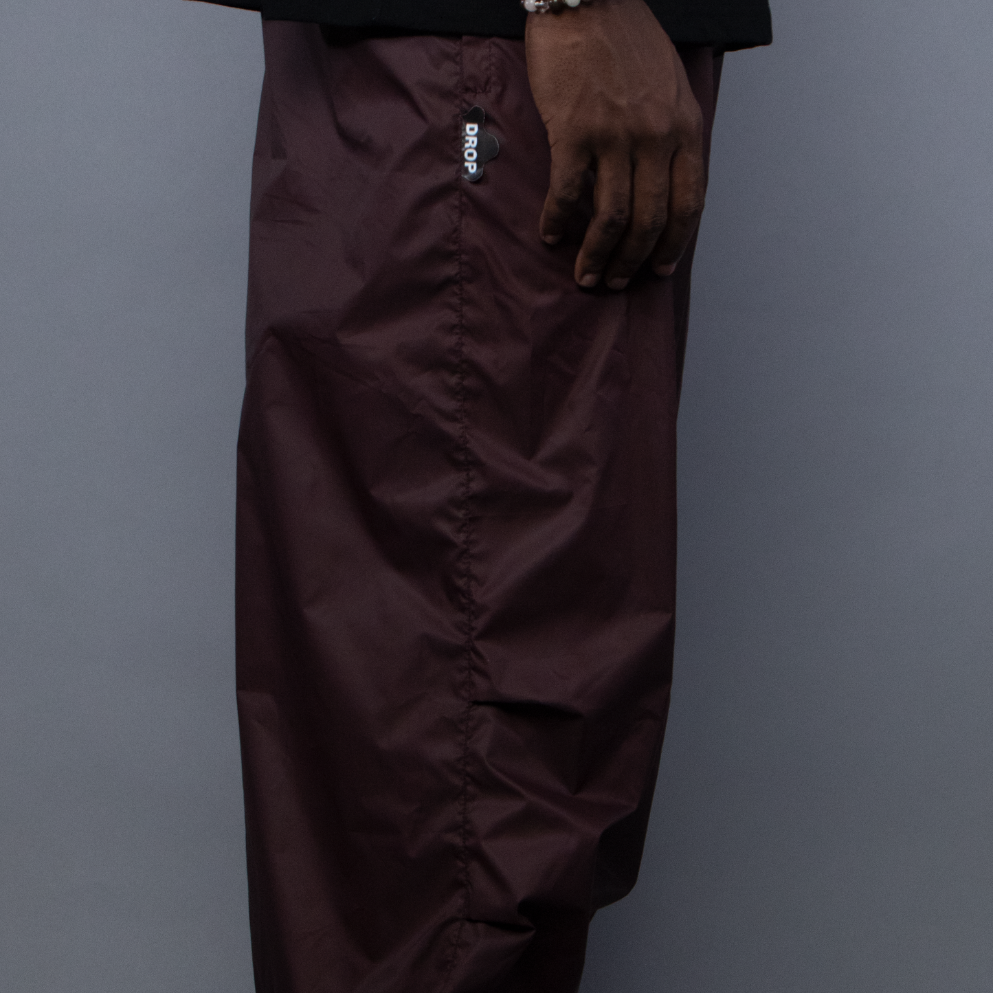 Polyester Baggy Parachute Pants - Chocolate