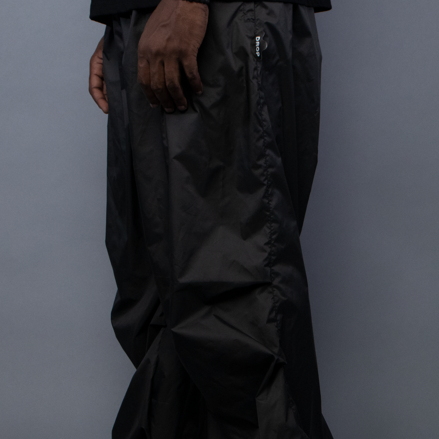 Polyester Baggy Parachute Pants - Black