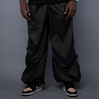 Polyester Baggy Parachute Pants - Black