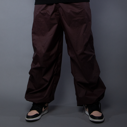 Polyester Baggy Parachute Pants - Chocolate