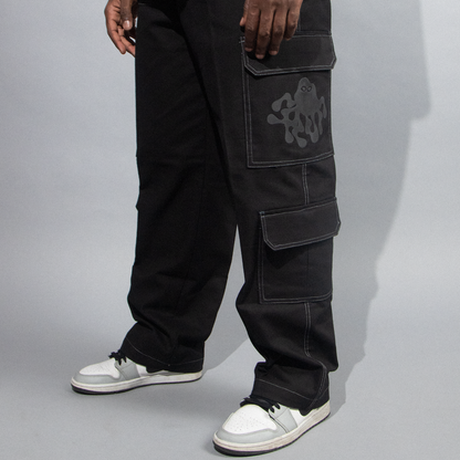 Basic Black Straight-fit Cargos