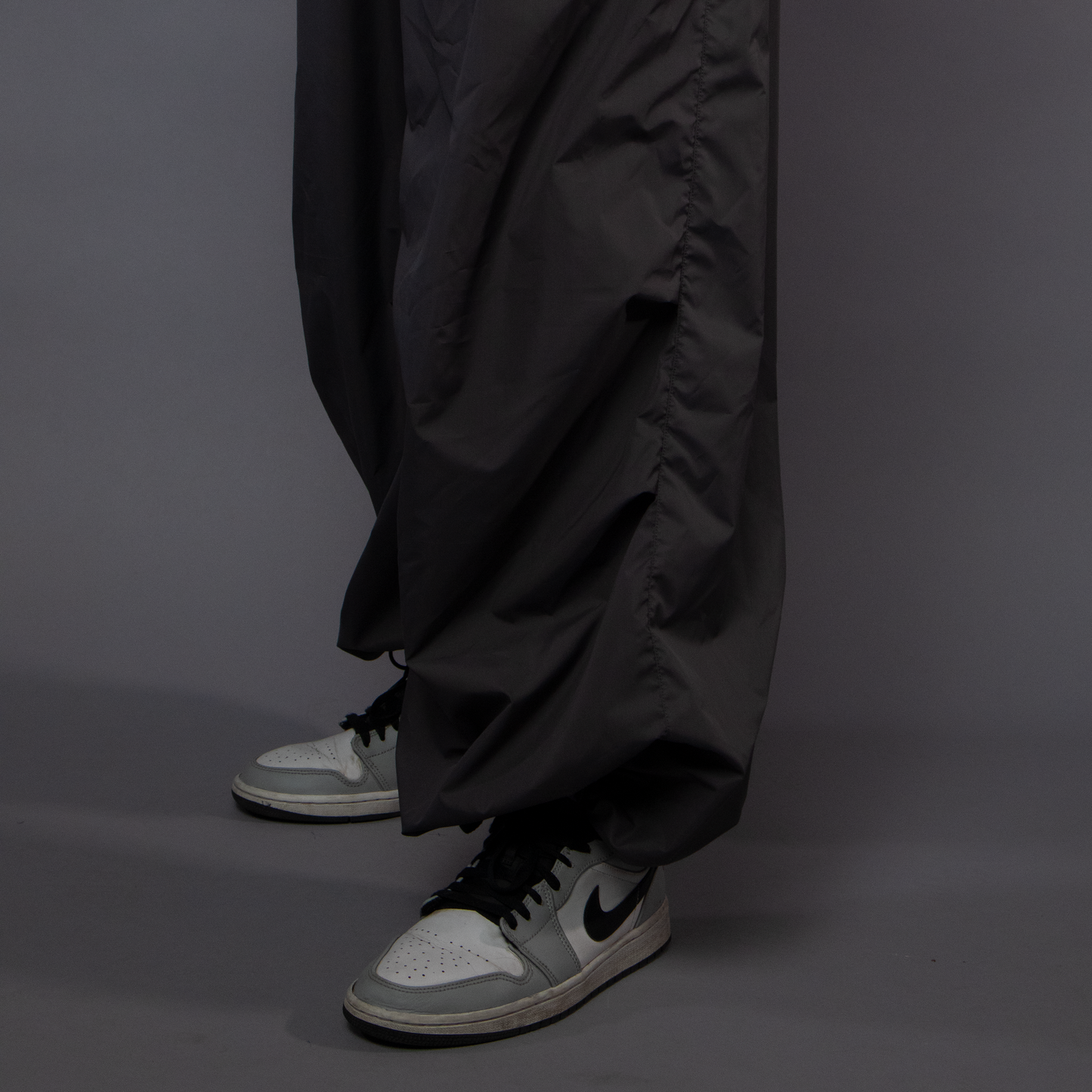 Polyester Baggy Parachute Pants - Dark Grey